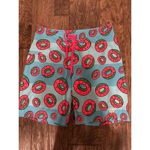 Odd Future Donut Swim Trunks, Blue Striped Swim Shorts, Mens Casual